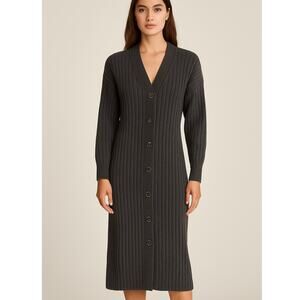 Faherty Jackson Long Sleeve Rib Sweater Dress In Ash Heather